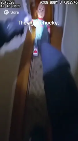 Police body cam footage of a home invasion involving the Child’s Play doll known as “Chucky”. Fortunately the police officer channeled his inner Karate Kid and apprehended the suspect.  #chucky #sora #sora2 #bodycamera #childsplay 