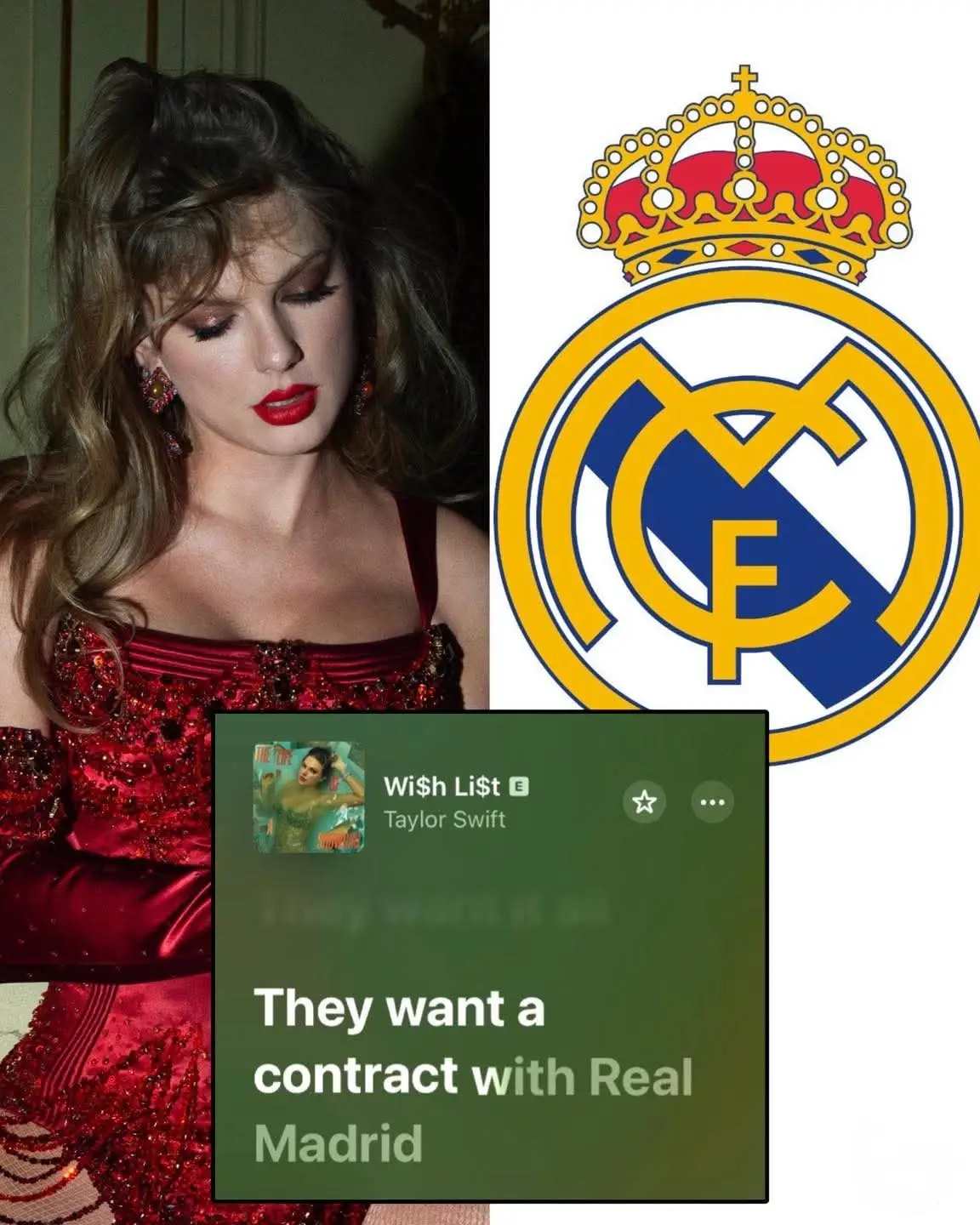 ⭐️Taylor Swift ha estrenado nuevo album llamado 'The Life of a Showgirl” ✨️ y en uno de sus temas de nombre “Wish List” hace mención al Real Madrid como un sueño al que aspiran todos. POR ESO ES LA MEJOR DE TODAS. ✍️ #taylorswift #realmadrid #taylorsversion #merengue #Futbol 