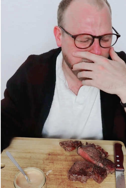 A vegetarian's first time eating meat #funny #fun #fyp #fiveyearplan #newyork #tiktok #🤣🤣🤣 