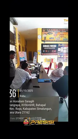 Halo sobat Polri 🙏🤗 Polres Simalungun melaksanakan kegiatan Optimalisasi Peran SPKT dalam merespon laporan masyarakat dengan cepat untuk terwujudnya pelayanan SPKT yang cepat, proaktif, mudah humanis tanpa biaya dan tuntas dalam merespon setiap laporan sehingga menciptakan kepuasan masyarakat ya dilaksanakan di ruang Pelayanan  SPKT Polres Simalungun, Kamis,, 02/10/2025,. (Giat 6.1)