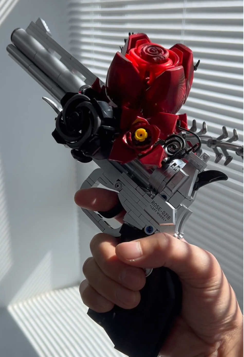 Guns & Petals Revolver Building Kit - Steampunk Style, Movable Wheel/Hammer/Trigger, Detachable Rose Decor - For Adult Builders & Edgy Home Decor Lovers#BrickGun #SteampunkBricks #AdultBuildingToys #HomeDecorBricks #HomeDecorBricks 