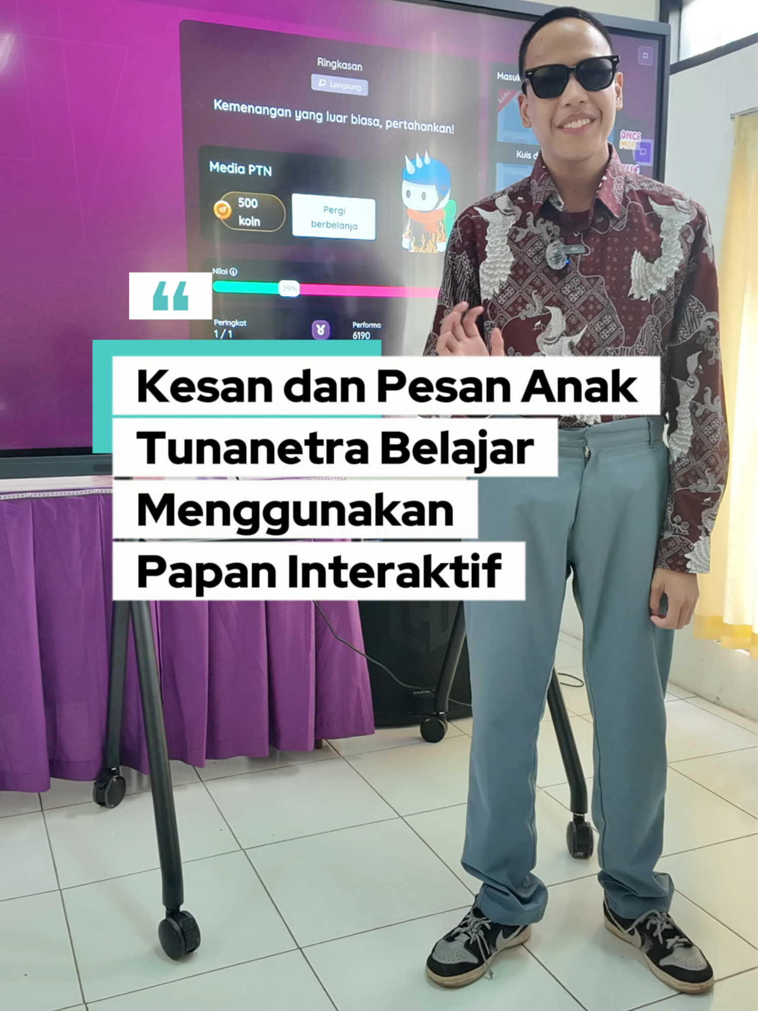 Kesan dan Pesan Tobi setelah belajar menggunakan Papan Interaktif #anakberkebutuhankhusus #anaktunanetra #guruslb #ifp #papaninteraktif #interactiveflatpannel #smartboard #pembelajaranmendalam