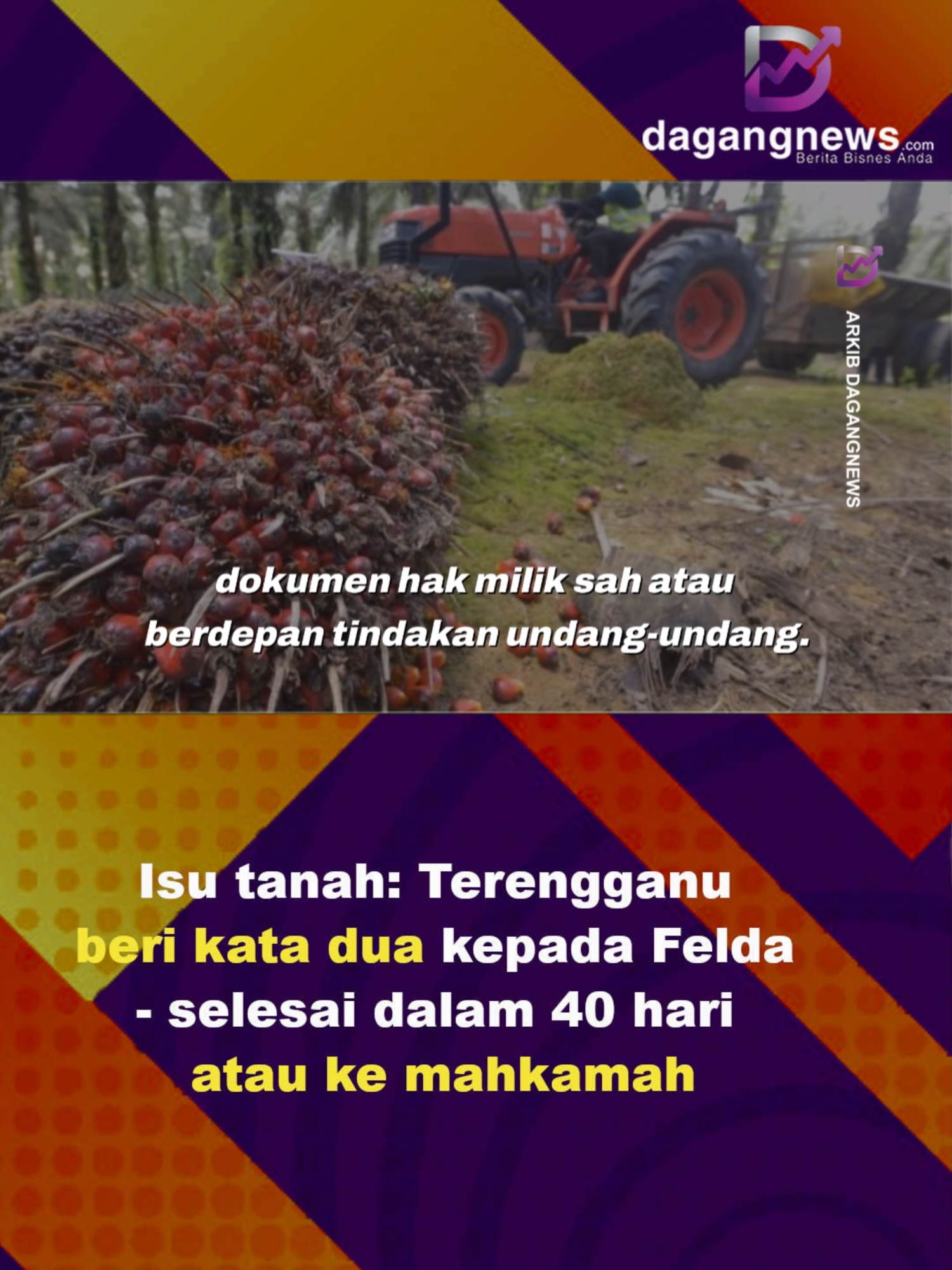 Pengerusi Jawatankuasa Pertanian, Industri Asas Tani, Keterjaminan Makanan dan Komoditi Terengganu, Datuk Dr Azman Ibrahim berkata, lebih 40 tahun Felda mengusahakan tanah milik negeri tanpa dokumen hak milik sah dan Terengganu sebagai tuan tanah tidak diberikan hak yang sepatutnya.  #news #trending #terkini #malaysia #dagangnews #felda #sawit #terengganu