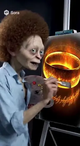 Gollum channels Bob Ross #gollum #lotr #bobross #sora #sora2