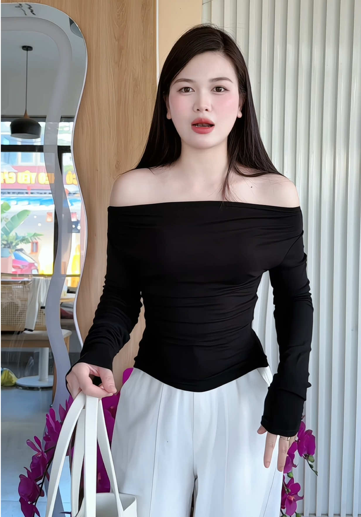 Áo trễ vai tay dài #aotrevai #trevaixinh #tiktok #sansale #thoitrangnu 