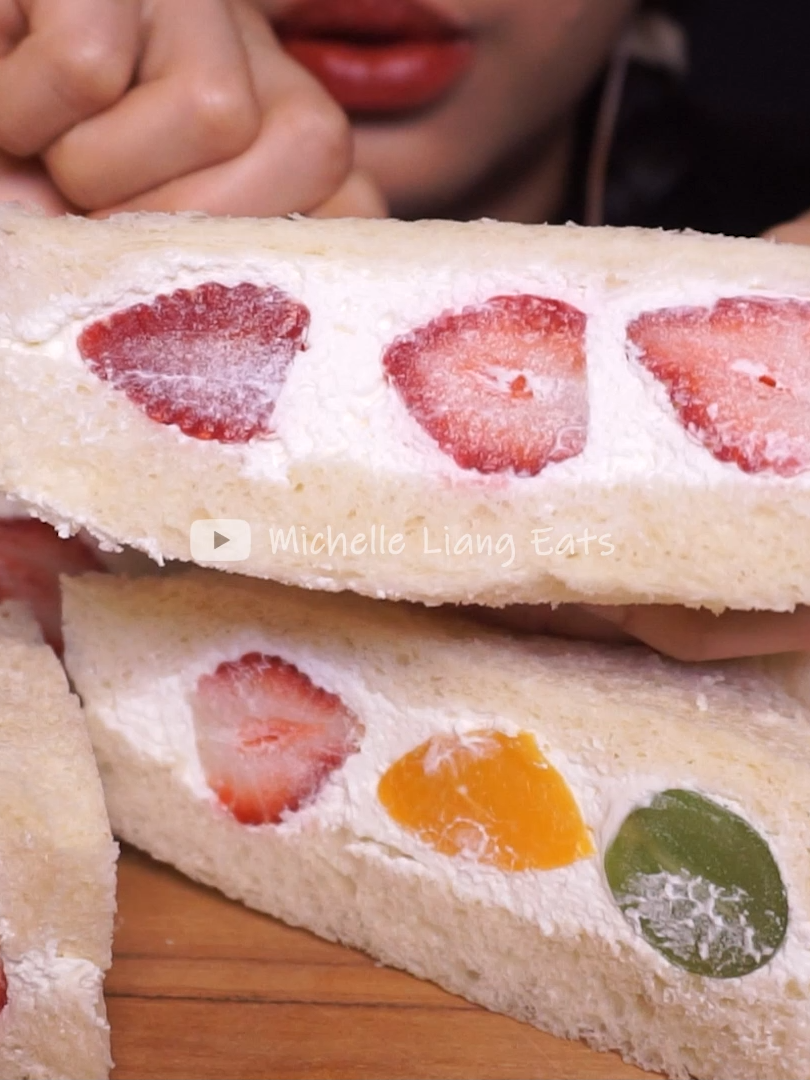 ASMR FRUIT SANDO (FRESH CREAM SANDWICH) Eating Sounds. Watch it full on my Youtube channel: michelleliangeats 🍀 #asmr #eatingsounds #mukbang #mukbangasmr #sando #sandwich #bread #dessert #asmrfood #mukbangvideo #eatingvideo #eating #eatingasmr #fypシ #fyp #viral