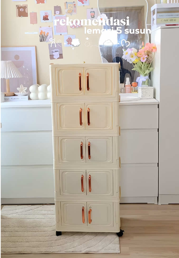 rekomendasi lemari 5 susun 💭☁️🌸 #lemaripakaian #lemarisusun #lemariminimalis #lemariplastik #lemaribaju 
