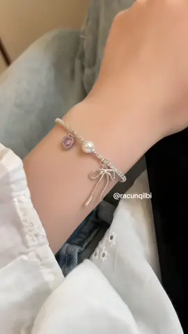 Gelang cantik mutiara love pita 🤍🎀 #aksesoris #gelangcantik 