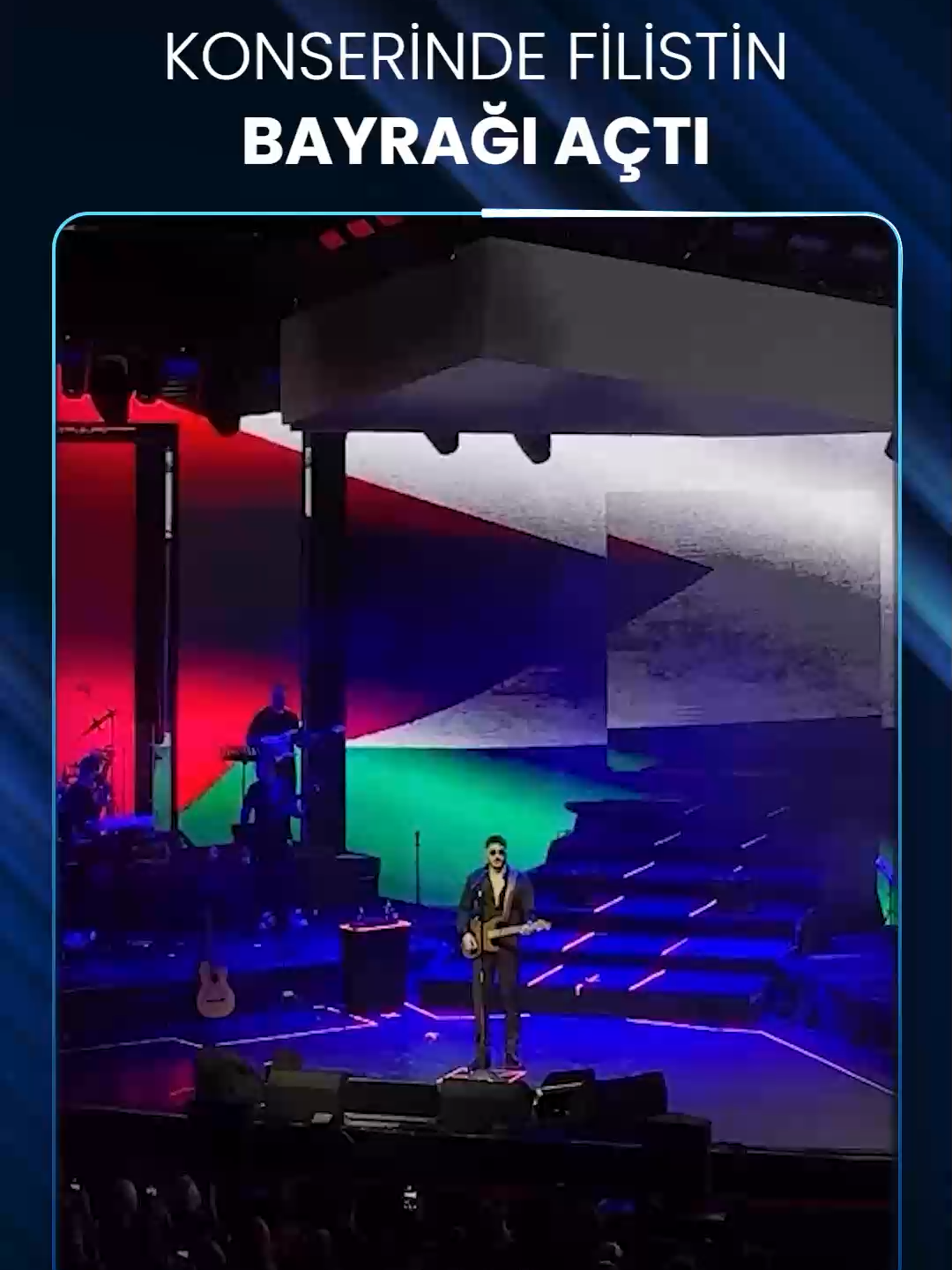 👏🏻KONSERİNDE FİLİSTİN BAYRAĞI AÇTI   🇵🇸 Şarkıcı Semicek, konser sırasında arkada bulunan dev ekrana Filistin bayrağı yansıttı.