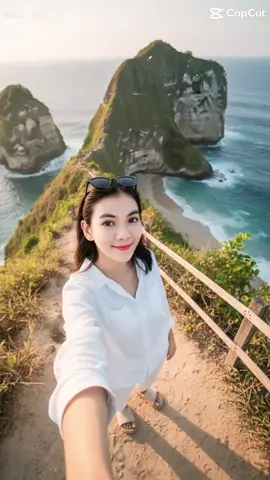 Haii Guys 🤗 Ada Yang Baru Lagi Nih Yang Mau Edit Foto sedang Liburan di Pantai Kelingking Nusa Penida bisa ikutin cara ini ya Guys 😊 Cara yang simple! 1. Download Google Gemini melalui Playstore/ Appstore 2.Upload foto kalian 3. Masukkan prompt dibawah ini 👇🏻 Buatkan foto seorang Wanita berswafoto saat mendaki di jalur sempit di tebing berpagar kayu, tanpa mengubah wajah menghadap formasi batuan ikonis berbentuk T-Rex di Pantai Kelingking, Nusa Penida, Bali. Pria mengenakan kemeja putih longgar dan celana pendek putih dengan sandal krem dan kacamata hitam, senyuman manis di bawah sinar matahari keemasan. Laut di latar belakang berwarna biru tua dengan ombak yang menghantam tebing. Vegetasi hijau rimbun mengelilingi jalur. Perspektif swafoto sudut lebar, sudut tinggi, komposisi lengan terentang. Pencahayaan alami yang hangat, bayangan lembut, cahaya keemasan, warna cerah, tekstur realistis, gaya fotografi perjalanan. #viral #fyp #pantaikelingking #nusapenida #trending