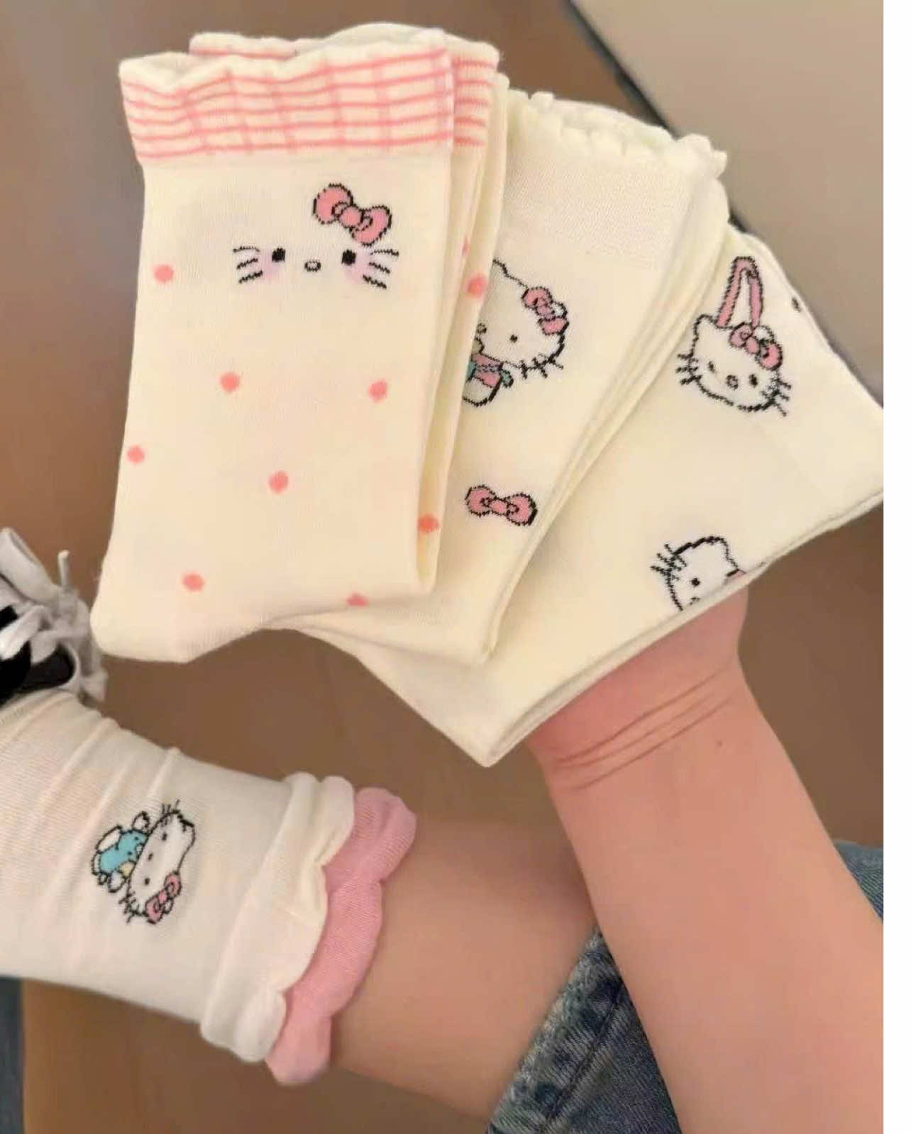 Sét 5 Đôi Tất Vớ Mèo Hello Kittyy Hồng Dễ Thương Cho Nữ Phong Cách Hàn Quốc #tat #tatnu #tattreem #tatxinh 