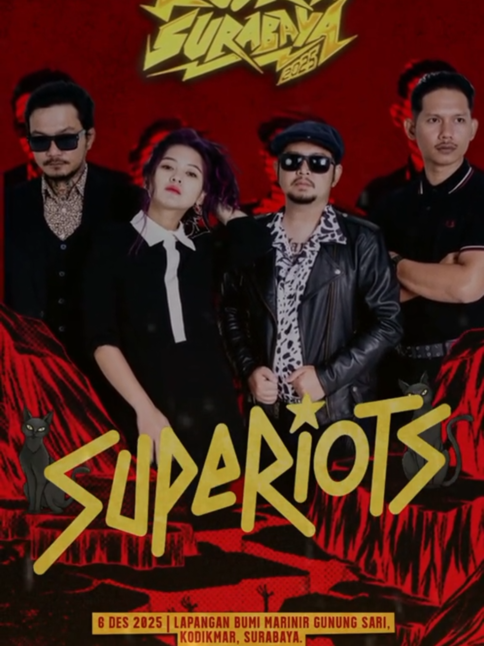 Wes wayahe nambah panas meneh, rek! @superiots_official lohhh ikiii Siap-siap goyang, crowd surfing, moshing, sampe ngos-ngosan bareng! This is TRUE PUNK ATTITUDE, no mercy, no poser! Yowes, sopo sing siap moshing bareng?! Tulis nang komen lagu sing kudu digas bareng rek! #RockinSurabaya2025 #Superiots #PunkRockRek #MoshPitReady #LetsRock