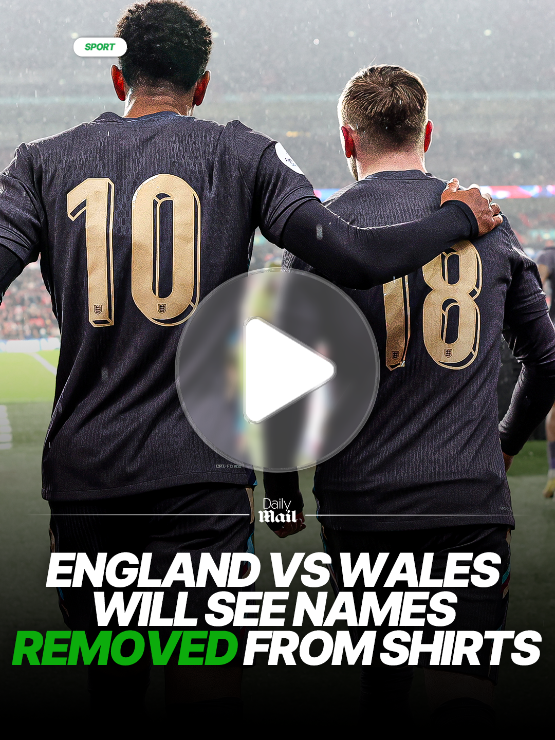Players names will be REMOVED from the back of shirts, when England play Wales at Wembley next week 😲👕 #england #Wales #news #football #wembley