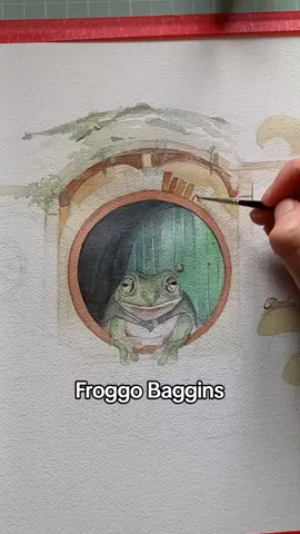 My Lotr x Frog series: Froggo Baggins. He's available as prints on my etsy 🐸 #lotr #frog #hobbit #cottagecore #watercolor 
