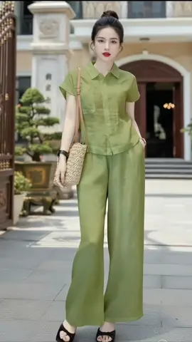 Sét bộ sơ mi 10 màu , tay ngắn , quần ống suông lưng thun phía sau  phù hợp nhiều dáng người #setboxinh #setbo #setbonu #thoitrangthanhlich 