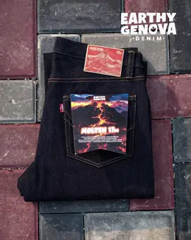 EARTHY GENOVA - MOLTEN 17oz Orange Double Line Selvedge #earthygenova #rawdenim #jeans #denim #selvedgedenim 