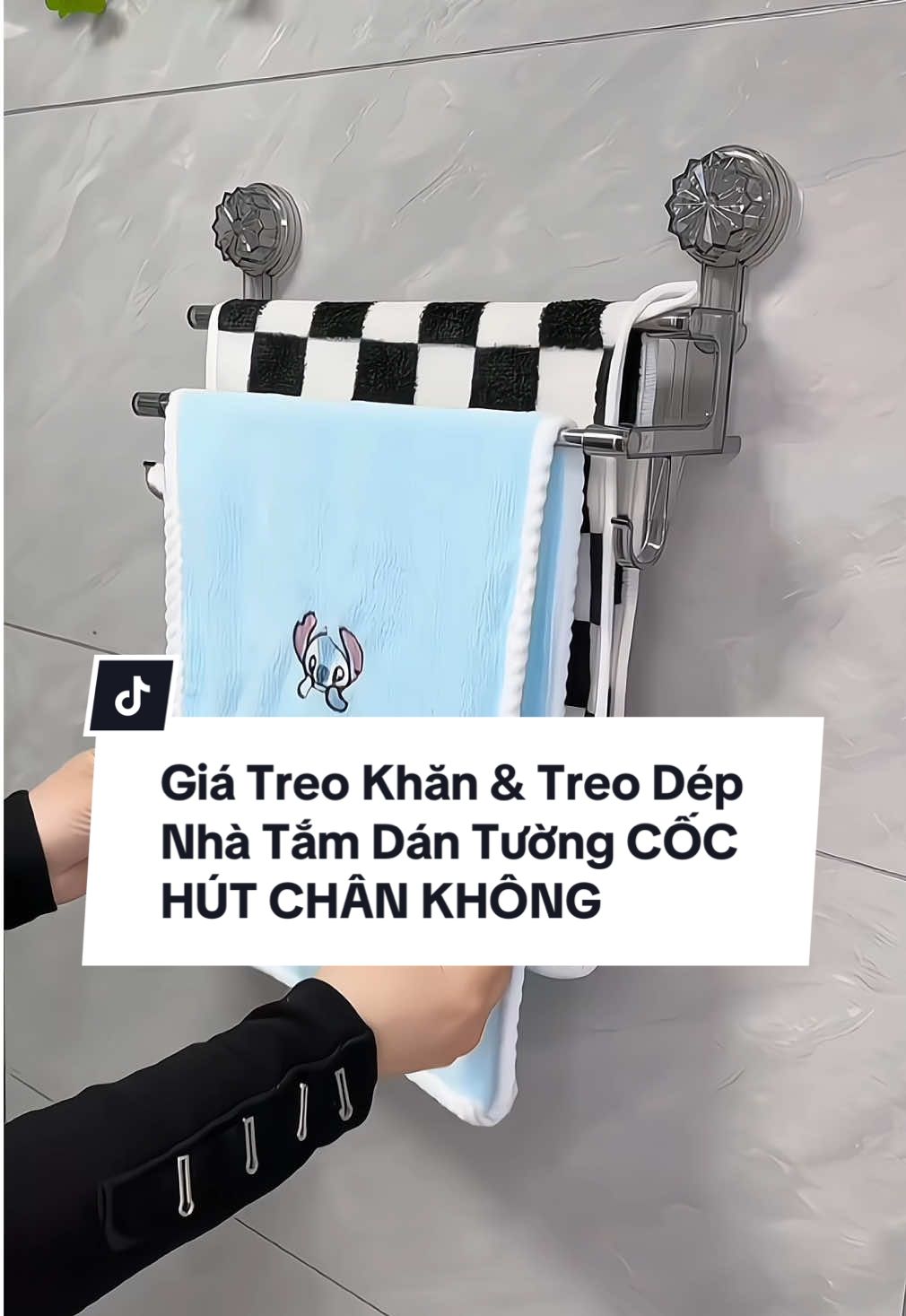 Giá Treo Khăn & Treo Dép Nhà Tắm Dán Tường CỐC HÚT CHÂN KHÔNG #housecare #sanphamxuhuong #xuhuongtiktok #giatreokhandantuong #giatreokhannhatam 