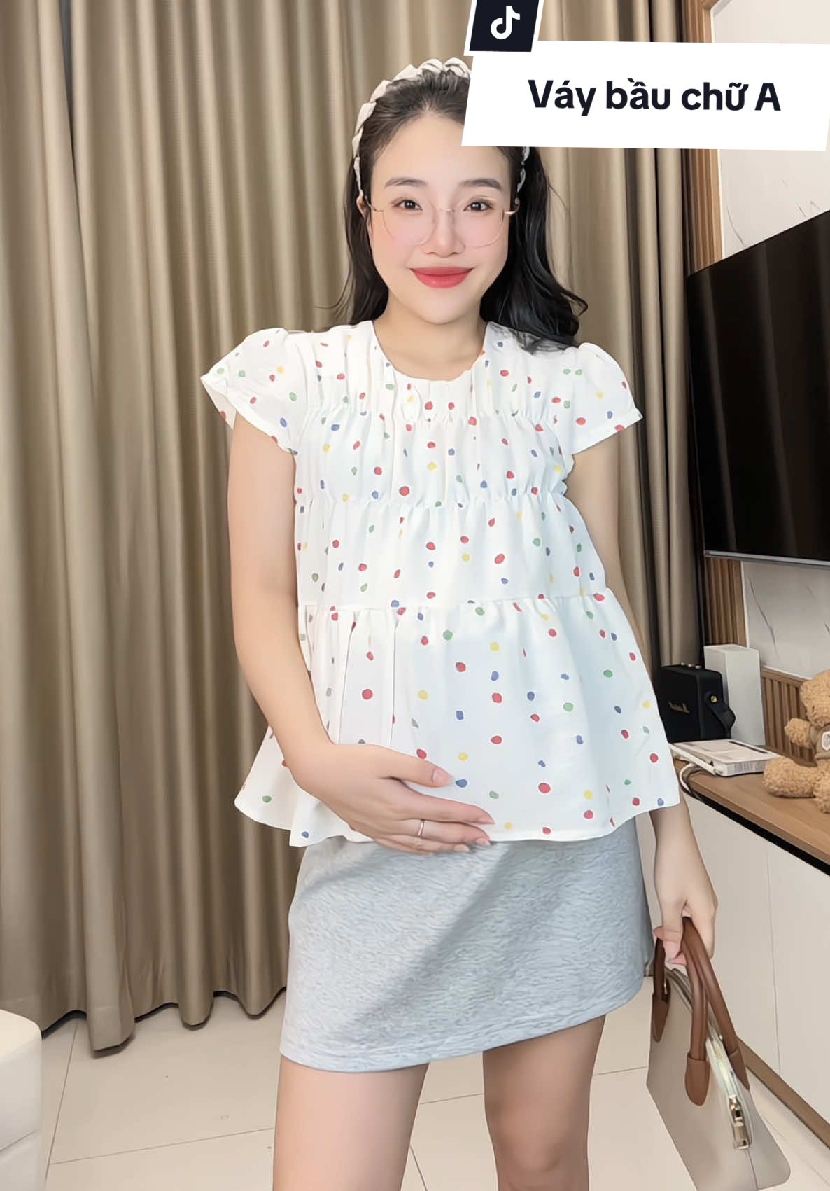 Chân váy bầu chất thun zip, dáng A trẻ trung 🥰 #mevaemcomne #vaybau #chanvaybau 