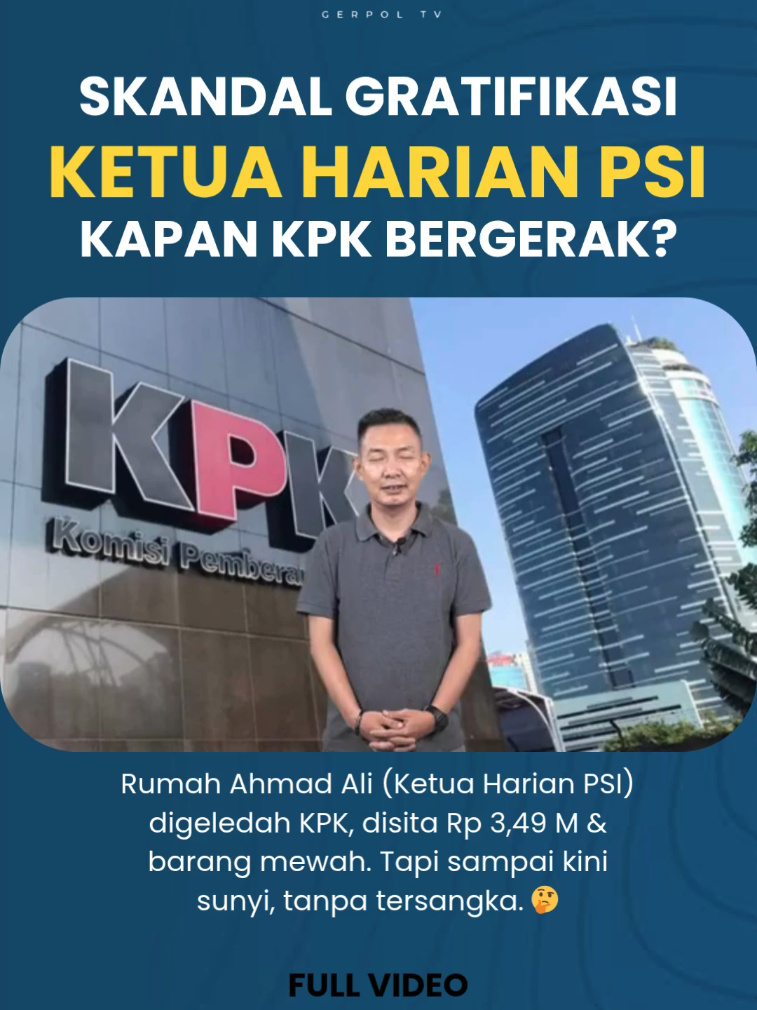Skandal Gratifikasi Ketua Harian PSI, Kapan KPK Bergerak? | Angga Nugraha Februari 2025, rumah Ahmad Ali mantan elite NasDem yang kini Ketua Harian PSI digeledah KPK. Hasilnya? Rp 3,49 miliar cash, tas branded, jam tangan mewah, hingga barang elektronik disita. Semua terkait dugaan gratifikasi & pencucian uang dalam kasus Rita Widyasari. Tapi setelah itu… sunyi. ❌ Tak ada penetapan tersangka ❌ Tak ada langkah hukum tegas Sementara PSI tetap jual slogan “bersih dari korupsi”. Ironis? Atau justru ada kekuatan besar yang melindungi? 🤔 Apakah KPK tebang pilih? Apakah PSI kini jadi tameng kepentingan? 📺 Tonton video lengkapnya di YouTube GerpolTV! Jangan lupa like, comment, subscribe, & aktifkan lonceng notifikasi biar nggak ketinggalan update politik terkini. #GerpolTV #KPK #PSI #Korupsi #AhmadAli #PolitikIndonesia #AntiKorupsi #politik #update #terkini #indonesia