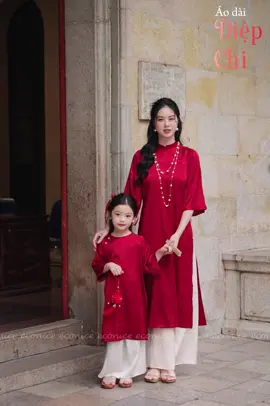 Mê sắc đỏ thắm của Diệp Chi cho mẹ và bé #aodai #aodaimebe #aodaicachtan #aodaibegai #econice 