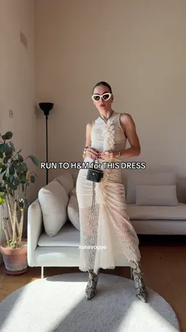 Love 🥰 this H&M RUFFLE-TRIMMED LACE DRESS  ✨ link in bio, wearing S #HM #DRESS #FASHIONTIKTOK #FALLFASHION #OUTFITINSPO 