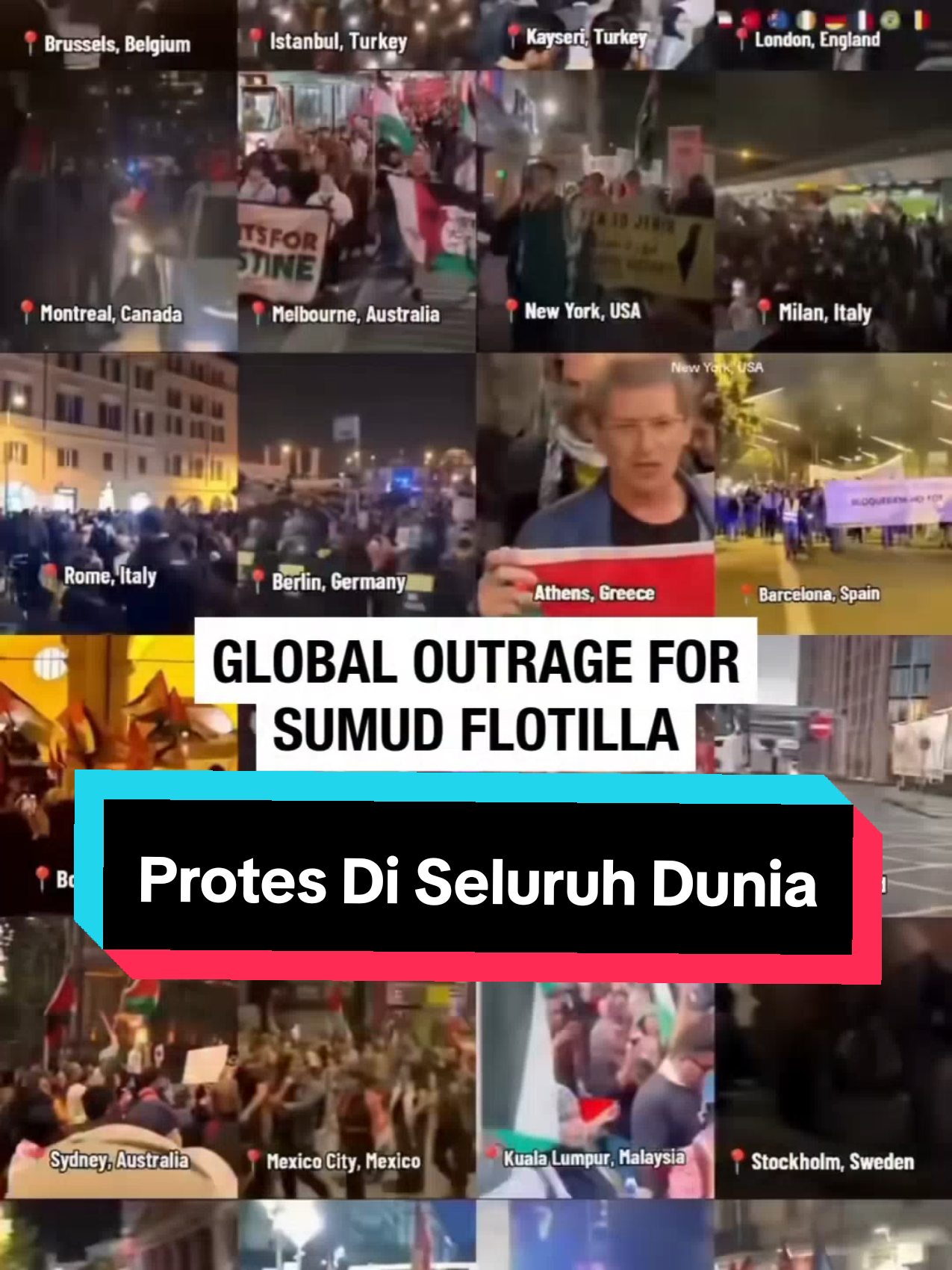 Protes di Seluruh dunia terhadap aksi rezim IsRohell yang menangkap dan menahan activist #globalsumudflotilla #sumudnusantara🇲🇾 #savegaza #freepalestine #stopgenocide 