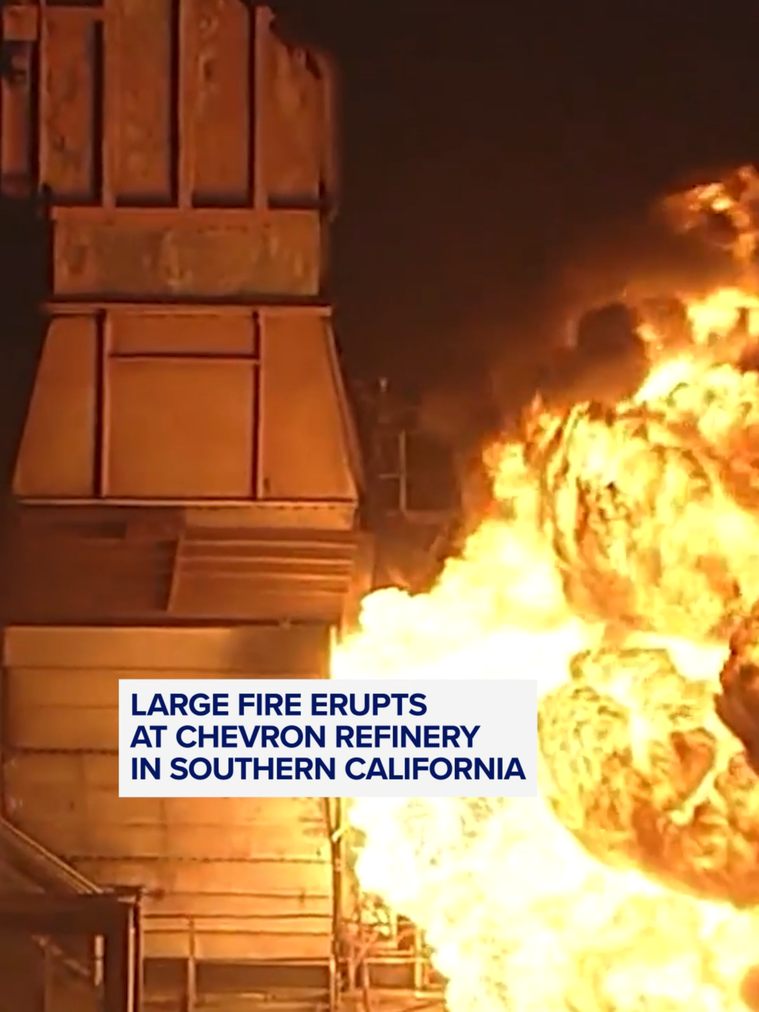 Firefighters were battling a blaze at a Chevron refinery in Southern California late on Thursday, company and government officials said, after a massive fireball erupted at the facility. ABC News' Trevor Ault has the latest. #news #fire #california