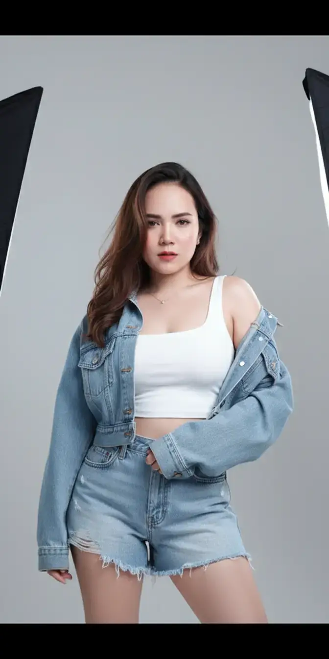 kecanduan gemini aahhh  #geminiai #ai #trend #fy  prompt :ubah foto ini menjadi seorang model wanita yg elegan dan modern rambut panjang memakai crop top berwana putih dan memakai jaket Levis setengah badan celana jeans pendek bergaya bebas di foto di studio foto efek lampu kanan kiri jangan mengubah wajah asli.