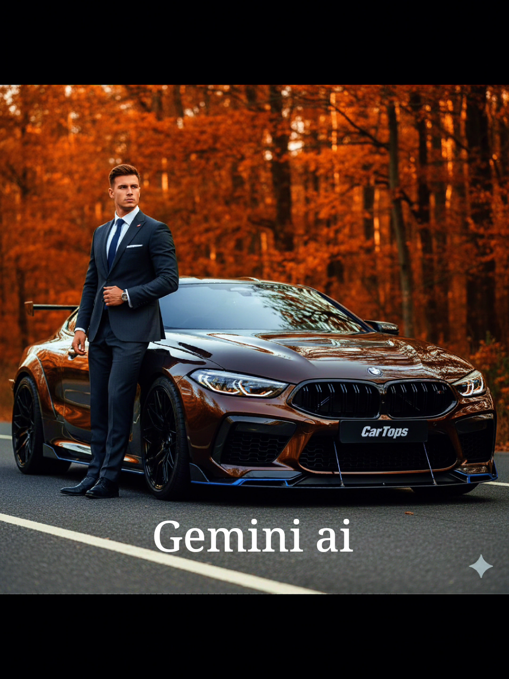 ^ BMW M8 ^ AI -แจกคำสั่ง gemini ai ถ่ายคู่กับรถหรู -ชายหนุ่มกับรถหรู  -สร้างรูปภาพถ่ายคู่กับรถเท่ๆ ด้วย gemini ai #m8 #bmw #ai #gemini  คำสั่ง : สร้างภาพถ่ายเหมือนจริง ความละเอียด 8K อัตราส่วน 9:16   ชายหนุ่มหน้าตาดี ดูภูมิฐาน ใช้ใบหน้าของฉันจากรูปที่แนบมาแบบ 100%  ทรงผมอันเดอร์คัต รูปร่างดี ใส่ชุดสูททันสมัย ยืนพิงรถ BMW M8 widebody หนึ่งคัน โพสท่าเท่ ๆ มุมกล้องมุมหน้า 3/4 จากด้านซ้าย ถ่ายจากมุมต่ำเล็กน้อย ให้รถดูดุดันและทรงพลัง   รายละเอียดรถ: BMW M8 แต่งสไตล์แข่ง คันจริงสีเมทัลลิกโทนดำออกน้ำตาลเข้ม (chocolate black) ผิวเงาสะท้อนชัด มีฮูดสคูปสี่เหลี่ยมบนฝากระโปรง ไตคีย์กริลสีดำซี่หนา ไฟหน้าทรงเรียวเลนส์สโม้ก มีไฟ DRL สีแดง/ส้มบางส่วน ซุ้มล้อ wide-body โป่งกว้าง กระจกมองข้างและแผงข้างทำจากคาร์บอนไฟเบอร์ กันชนหน้ามีช่องดักลมใหญ่ พร้อมสปลิตเตอร์คาร์บอนไฟเบอร์และเสาค้ำแนวตั้ง เส้นขอบล่างมีแถบสีฟ้าเล็ก ๆ ล้อแม็กดำเงาหลายก้านแบบ concave ใส่ยางโปรไฟล์ต่ำ ด้านหลังมีปีก GT ขนาดใหญ่ ดิฟฟิวเซอร์คาร์บอนพร้อมครีบแนวตั้ง และท่อไอเสีย 4 ท่อแบบคู่ซ้าย-ขวา   พื้น: ถนนแอสฟัลต์มีเส้นแบ่งเลนสีขาว ทางซ้ายมีไหล่ทางและพุ่มหญ้า   พื้นหลัง: ป่าไม้สูงใหญ่ฤดูใบไม้ร่วง ใบไม้สีส้ม-ทอง สะท้อนบนผิวรถ   แสง: แสงโกลเด้นอาวร์ โทนอบอุ่นทอง-ส้ม มีเงาและไฮไลท์สะท้อนบนฝากระโปรงและซุ้มล้อ ให้ความรู้สึกหรูและดุดัน  มุมมองข้างรถ พื้นถนนมันวาวเป็นเงาหลังฝนตก ป้ายทะเบียนเขียนว่า “M8”   ภาพโฟกัสชัด รายละเอียดสูง สไตล์ถ่ายภาพจริง HDR โทนภาพโรงภาพยนตร์