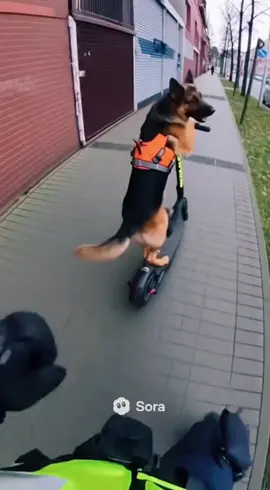 Hund flüchtet mit Escooter vor Polizei. Diese will den Hund festnehmen, da das Kennzeichen fehlt. #polizei #k9 #escooter 