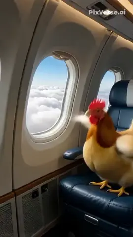 bird in a big jet at the sky#ai #Ai #😂😂😂 #دجاجة تسافر بالطائرة