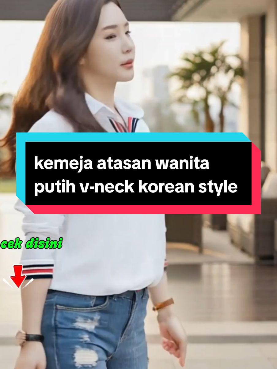 Kemeja putih V-neck korean style atasan wanita cotton stretch  #kemejawanita #kemejavneck #kemejakoreanstyle #kemejaputih 