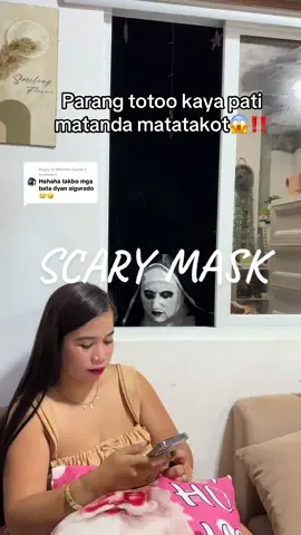 Replying to @Mommy Sarah Ka bwisett to nakaka takot parang  totoo eh😭😱 #halloweencostume #halloween #scarymask 