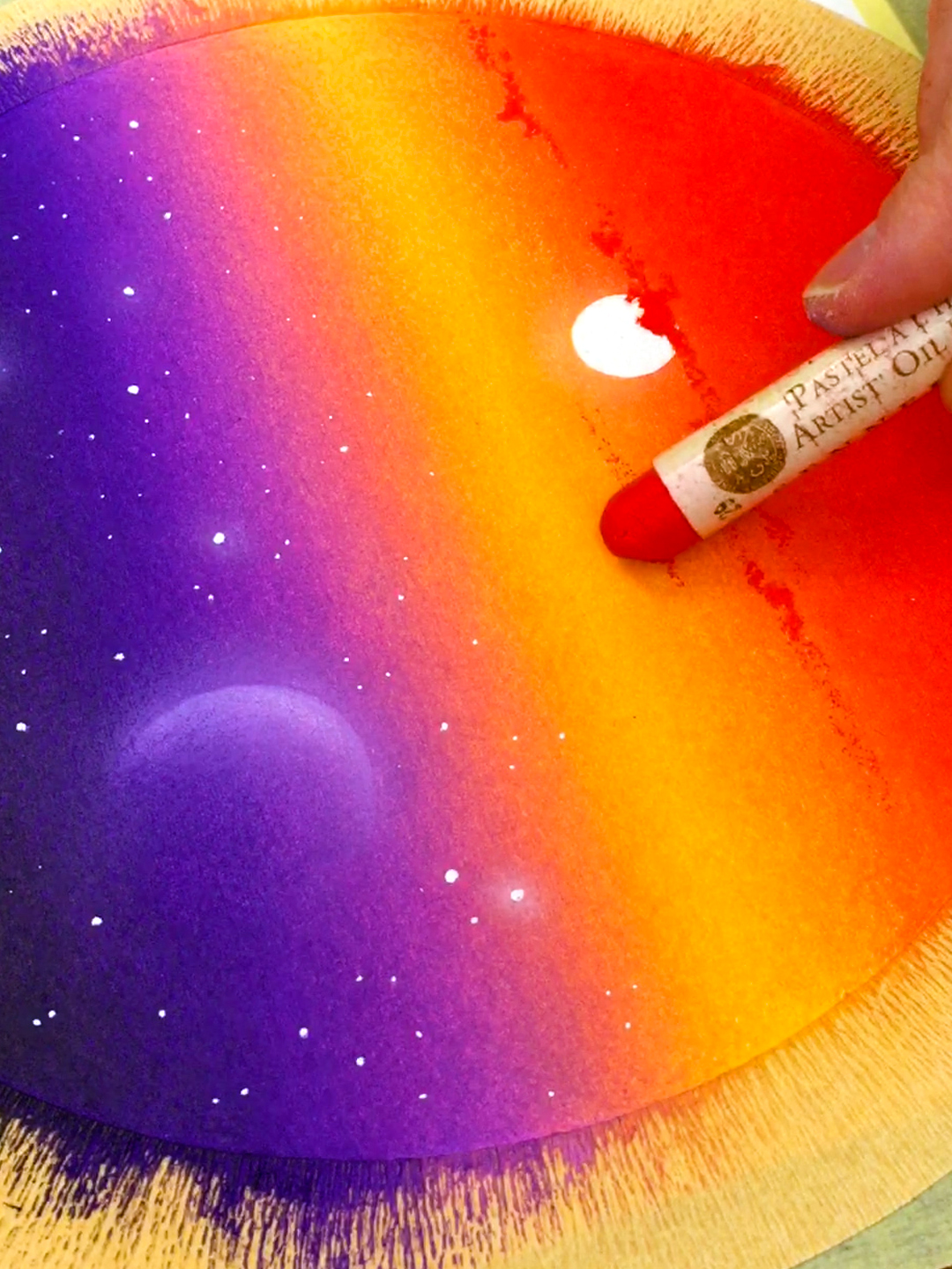 Drawing tutorial ✍️ Sunset with oil pastels ️🌅 #sunset #tutorial #oilpastel #gradient #easy #method #art #foryou