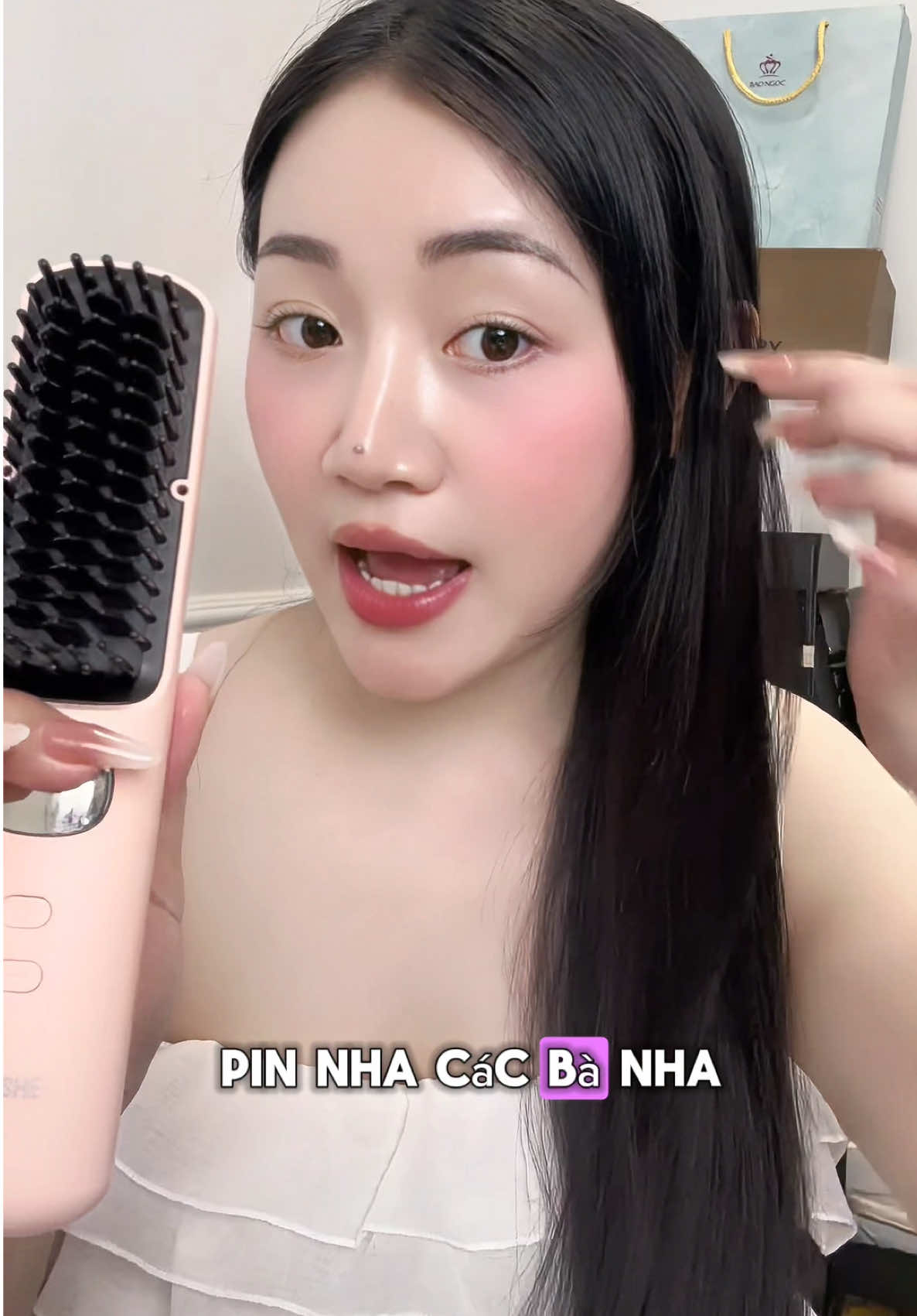 Lược điện KEYSHE xài sịn dã man muốn duỗi tóc hay uốn tóc đều đẹp luôn an #hoangmymy #luocdien #luocdienkeyshe #keyshe 
