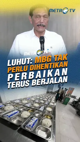 Ketua Dewan Ekonomi Nasional Indonesia,  Luhut Binsar Pandjaitan bertemu dengan Kepala Badan Gizi Nasional Dadan Hindayana dalam rangka membahas program Makan Bergizi Gratis, dan menyatakan bahwasanya MBG masih baru, jadi tak perlu dihentikan, Jumat (3/10). #MetroTV #tiktokberita #tiktokmetrotv #beritaviral #metrotvnews #terkini #MBG #DewanEkonomi #luhutbinsar #BGN #gizi #perbaikan