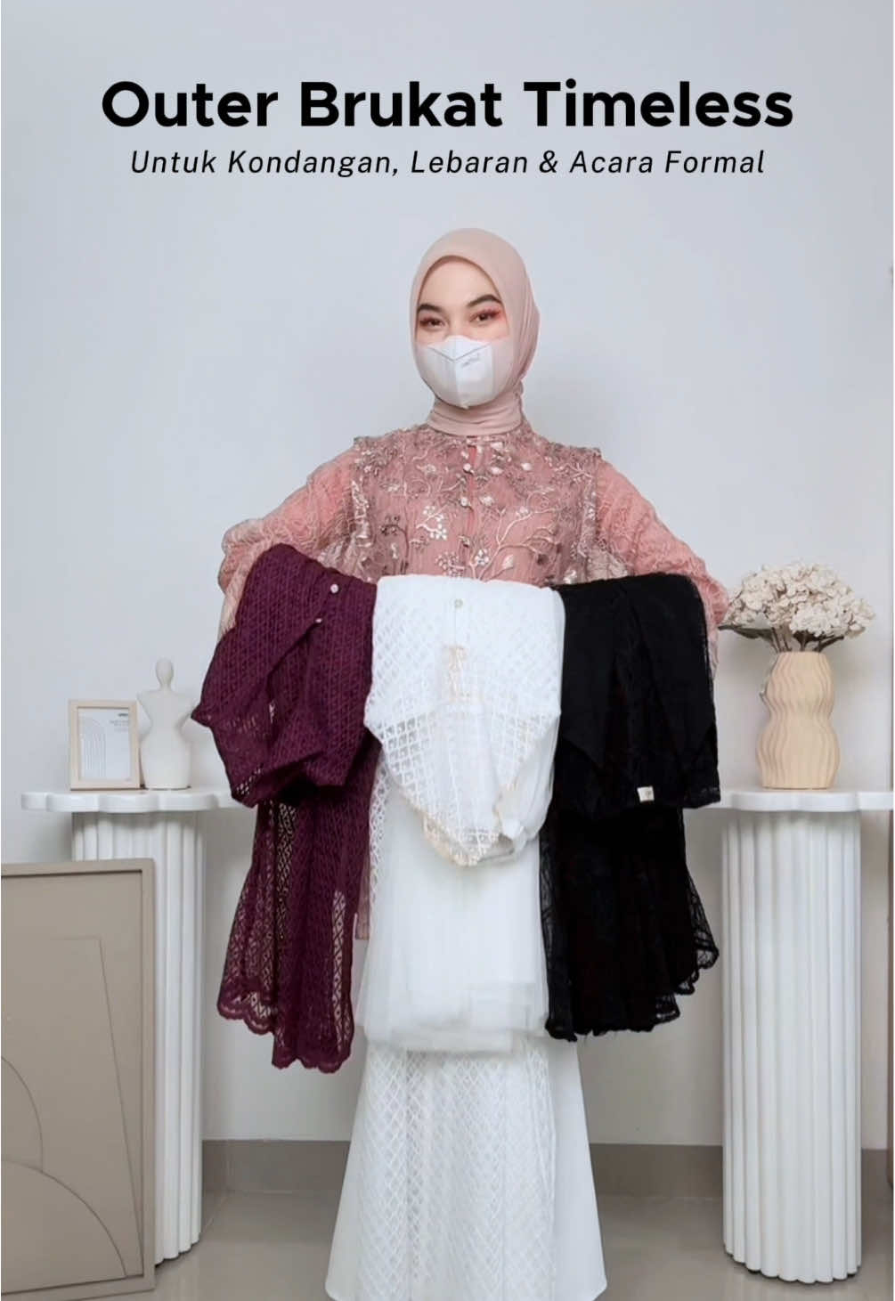 Outer brukat timeless kondangan lebaran dan acara formal Style 1: Set outer rok 2in1 l! nk 1701 Style 2: One set no 1702 Style 3: Outer no 1703 Style 4: Set vest rok no 1704 All outfit by @akeylafashion   #fyp #ootdhijab #outerbrukat #dresslebaran2026