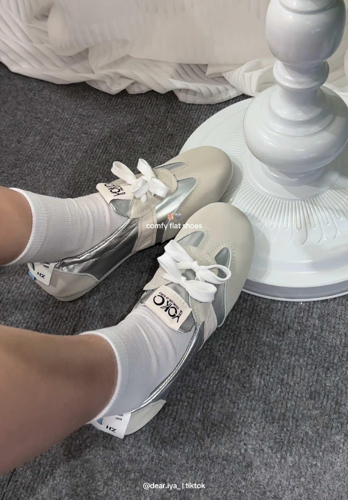 got a new pretty flat shoes 🥹🩶 #shoes #flatshoes #balletshoes #dollshoes #womenshoes 