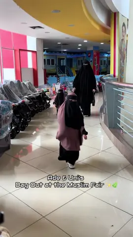 Alhamdulillah…. ✨ Ade & Uni are so happy at the Muslim Fair! 🛍️ Exploring clothes, books & halal food 💕 Enjoying cute hijabs & abayas together 🌿 Alhamdulillah, such a joyful day!