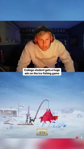 College student gets a huge win on the ice fishing game #kickstreaming 