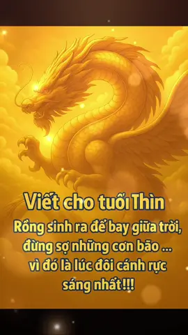 “Tuổi Thìn ơi, đừng sợ bão giông… Vì Rồng sinh ra không phải để ẩn mình, mà để tỏa sáng giữa bầu trời giông tố. Mỗi khó khăn chỉ là thử thách để rèn đôi cánh thêm mạnh mẽ.” 🐉✨ #TuoiThin #TruyenCamHung #VuotQuaGianNan #SongYeuThuong 