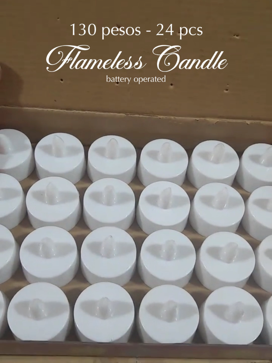 Replying to @.mels11 ito po bundle set na, 24pcs battery operated candle - 130 pesos lang un 24pcs. may kasama na battery kada candle. #batterycandle #flamelesscandle #kandila 