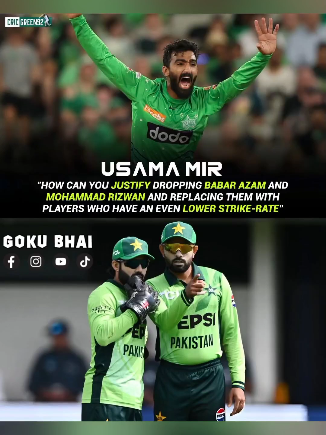 Usama Mir On Babar Azam and Rizwan 😂😎 #usamamir #babarazam #muhammadrizwan #gokubhai #roast #news