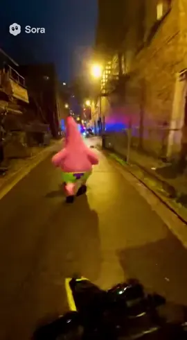 Patrick doing the race #ai #sora #spongebob 