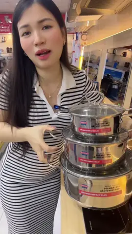 Bộ nồi inox Impact 5 đáy Sunhouse Healthy SHG788E - 3 nồi 16-20-24cm - Đáy phẳng hoàn hảo - Dùng mọi loại bếp##sunhouse##bonoisunhouse##bonoiinox5day##HăngHoastore