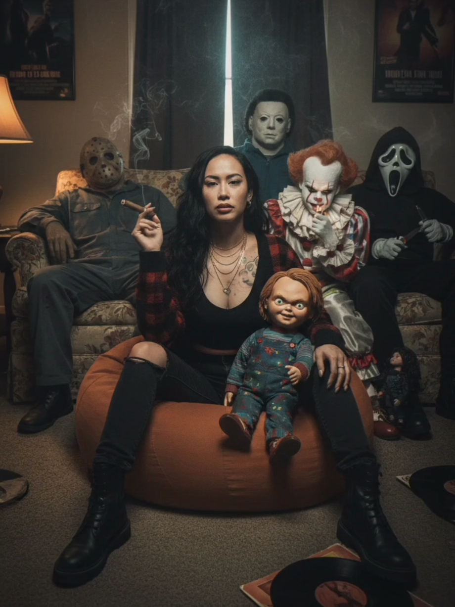 Here are the last & final sets of this AI Halloween trend 🥺🖤 I spent like a week trying to learn & understand how to create prompts so I can generate photos & videos 😅 Technology is wild & it's so much fun learning more about it everyday. I'm definitely a nerd when it comes to this stuff. Anyways, enjoy these last AI generations as I transition into #Halloween2025 makeup contents starting next week 😌 I hope y'all are ready! 💀🎃 ~ #GeminiAI #GhostfaceAITrend #halloweenhorrorcharacters #horrormovieslover 
