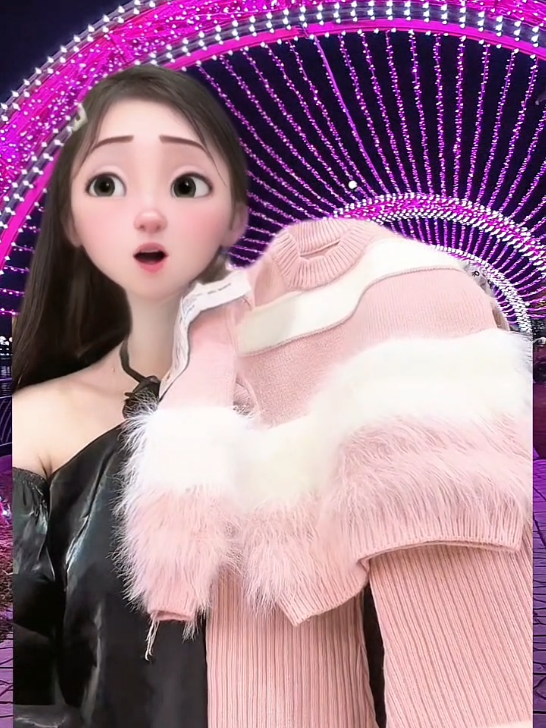 Hey Susie S6568- Bộ Đồ Bé Gái áo len hồng kem phối lông #bodobegai #setlen #xuhuong#viral#bearshop36