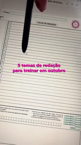 📌 Você sabia que não adianta só esperar pelo tema oficial do ENEM? Quem treina com temas diferentes já chega na prova pronto para qualquer surpresa. Por isso, separei 5 temas para você treinar em outubro: 1️⃣ Comunidades indígenas e exploração econômica 2️⃣ Manifestações culturais populares 3️⃣ Saúde mental de estudantes 4️⃣ Exclusão digital de idosos 5️⃣ Educação ambiental nas cidades 👉 Treinar com esses temas é o que vai te dar segurança e estratégia no dia da prova. 🚀 Então não adianta deixar pra depois: Salve este post para treinar em outubro e compartilhe com quem também precisa praticar. #enem #redacaoenem #vestibular #vestibulando 