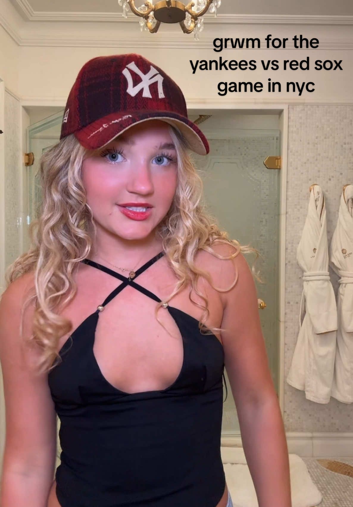 ootn for the yankees vs red sox game in nyc !!! obsessed with this fit from @Garage Clothing and @Edikted ❤️
