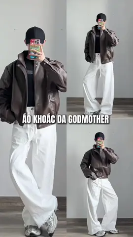 Áo khoác da brand godmother #review #fyp #outfit #xuhuong 